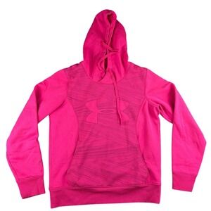 Under Armour Hoodie Women M Pink Coldgear Storm Semi Fitted Sweatshirt Pullover